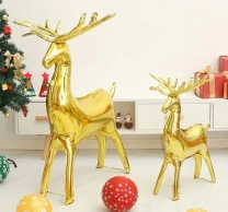 Фолиев стоящ балон Златни Елени, 2 броя, Коледа, 120см /Tm/